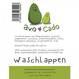 Avo & Cado Flanellwaschlappen aus Bio-Baumwolle 15 Stück grün