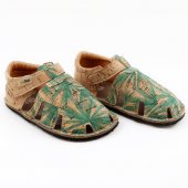 Tikki Shoes Barfuß Sandale Aranya Kork vegan Blättermuster