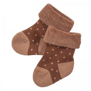 People Wear Organic Baby Frottee-Socken braun-gepunktet
