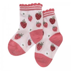 People Wear Organic Baby Strmpfe Erdbeeren rosarot 15-16