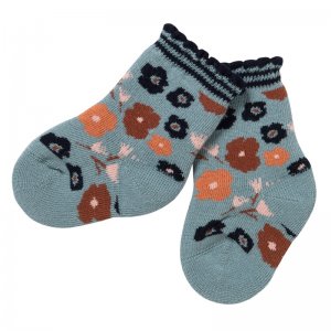 People Wear Organic Baby Frottee-Socken Blumen eukalyptus